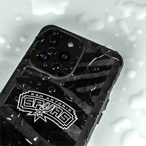 NBA San Antonio Spurs Black Animal Print iPhone 15 Pro Waterproof Case